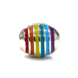 Ruigos Bracelet  Pride LGTB Ball Silver Sterling 925 Enamel In Cord Adjustable