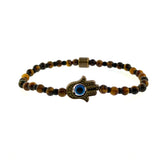 Hamsa Evil Eye Tiger Eye & Glass Beads Bracelet By Ruigos.