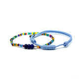 Beaded and Sky Blue Cord Knot  Bracelet by Ruigos