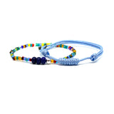 Beaded and Sky Blue Cord Knot  Bracelet by Ruigos