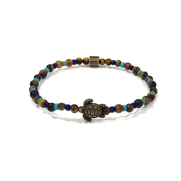 Turtle Tiger Eye & Glass Beads Bracelet By Ruigos