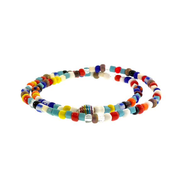Silver 925  Ball Pride Colorful Mix Double Wrap  Bracelet By Ruigos