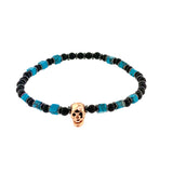 Silver Sterling Rose Gold Tone Skull Stones Beads Stretchy Bracelet By Ruigos