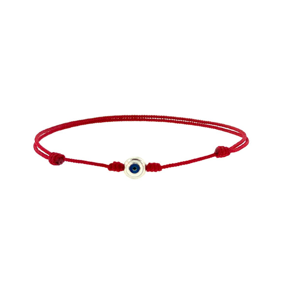 Silver Sterling Evil Eye in Red Cord By Ruigos