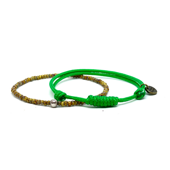 Beaded and Green Cord Knot  Bracelet by Ruigos
