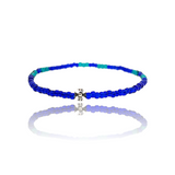 Ruigos Bracelet Mini Cross Silver Sterling 924 Beaded Glass Beads Blues