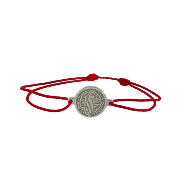Medal Saint Benedict Red Bracelet by Ruigos stainless steel
