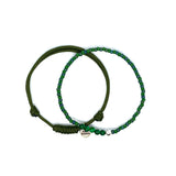Beaded and Army Green Cord Knot Bracelet by Ruigos