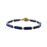 Lapis Lazuli Gemstones Bracelet with  Button Silver 925  Bracelet By Ruigos