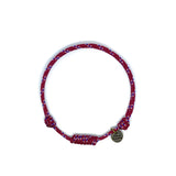 Beaded and Wine Color Cord Knot  Bracelet by Ruigos