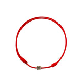 Red String Sterling Silver Tube Charm Adjustable Bracelet by Ruigos