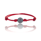 Red Bracelet  Medalla de San Benito Stainless Steel Saint Benedict Medal Bracelet  by Ruigos