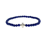 Silver Sterling Cross Lapis Lazuli Stones Ruigos Bracelet