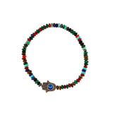 Silver Sterling Hamsa Evil Eye gemstones Beads Bracelet By Ruigos.