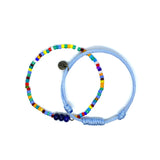 Beaded and Sky Blue Cord Knot  Bracelet by Ruigos