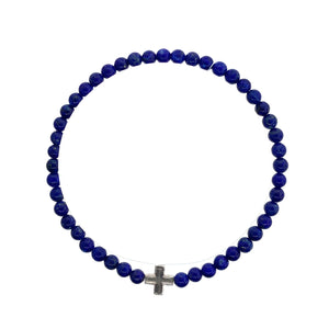 Silver Sterling Cross Lapis Lazuli Stones Ruigos Bracelet