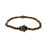 Hamsa Evil Eye Tiger Eye & Glass Beads Bracelet By Ruigos.