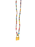 Necklace Colorful Glass Beads African Stainless Steel Padlock By Ruigos