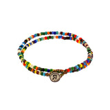 Colorful Button Beads Silver Sterling Double Wrap Bracelet By Ruigos