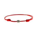 Red String Sterling Silver Tube Charm Adjustable Bracelet by Ruigos