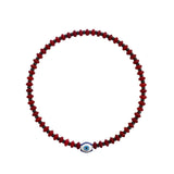 Evil Eye Coral Beads Ruigos Bracelet Silver Sterling  Enamel