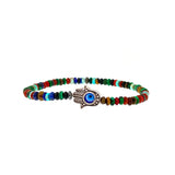 Silver Sterling Hamsa Evil Eye gemstones Beads Bracelet By Ruigos.