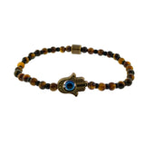 Hamsa Evil Eye Tiger Eye & Glass Beads Bracelet By Ruigos.