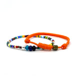 Beaded and Orange  Cord Knot  Bracelet by Ruigos