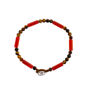 Carnelian Tiger Eye Beads Button Silver 925  Bracelet By Ruigos