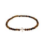 Silver Sterling Cross Tiger Eye Stones Ruigos Bracelet