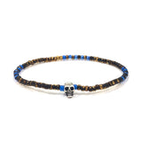 Silver 925 Skull Colorful Glass Beads Stretchy Bracelet By Ruigos