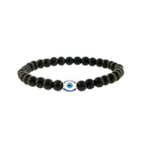 Evil Eye Silver Enamel Wood Stretchy Bracelet By Ruigos