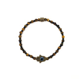 Hamsa Evil Eye Tiger Eye & Glass Beads Bracelet By Ruigos.