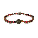 Medal Santi Benedict Eye Tiger Eye & Glass Beads Bracelet By Ruigos