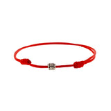 Red String Sterling Silver Tube Charm Adjustable Bracelet by Ruigos