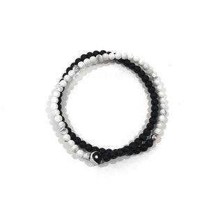 Silver Enamel Yin Yang Ball Double Wrap Bracelet By Ruigos