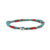 Silver 925 Enamel Evil Eye Colorful Double Wrap Bracelet By Ruigos