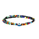 Silver 925 Enamel Evil Eye Colorful Double Wrap Bracelet By Ruigos