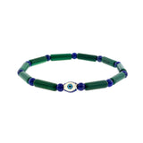 Evil Eye Silver Sterling in  Enamel  Malachite Beads Bracelet By Ruigos