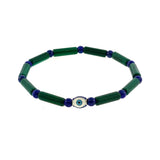 Evil Eye Silver Sterling in  Enamel  Malachite Beads Bracelet By Ruigos