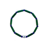 Evil Eye Silver Sterling in  Enamel  Malachite Beads Bracelet By Ruigos