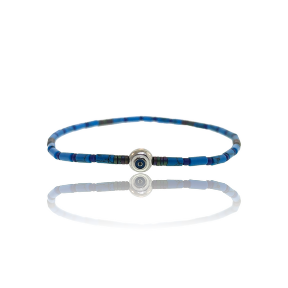 Silver Sterling Evil Eye Bracelet in Gemstones By Ruigos