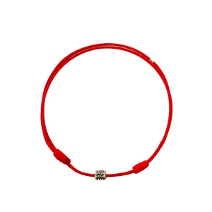 Red String Sterling Silver Tube Charm Adjustable Bracelet by Ruigos