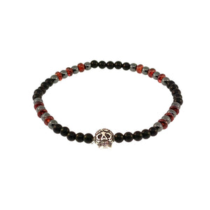 Skull Silver Sterling Rhodium Beaded Bracelet By  Ruigos Katrina