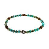 Sterling Silver Cross Barrel Beaded Turquoise Hematite  Bracelet By Ruigos.