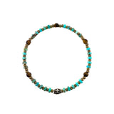 Sterling Silver Cross Barrel Beaded Turquoise Hematite  Bracelet By Ruigos.