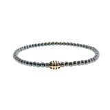 925 Sterling Silver Checked Barrel Hematite Bracelet By Ruigos