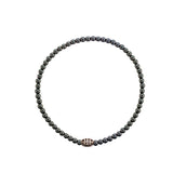 925 Sterling Silver Checked Barrel Hematite Bracelet By Ruigos