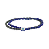 SILVER 925 ENAMEL EVIL EYE STONES LAPIS TURQUOISE DOUBLE WRAP BRACELET BY RUIGOS