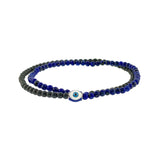 SILVER 925 ENAMEL EVIL EYE STONES LAPIS TURQUOISE DOUBLE WRAP BRACELET BY RUIGOS